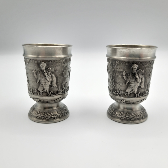 2 Sks Zinn Pewter shot glasses - Vintage - Picture 4 of 13